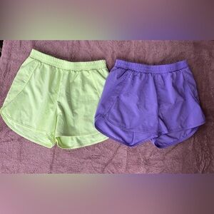 TWO All in Motion Girls Athletic Shorts in Purple and Light Green (14 XL)